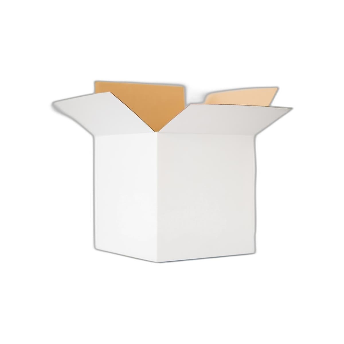 Open white rigid gift box on a plain background
